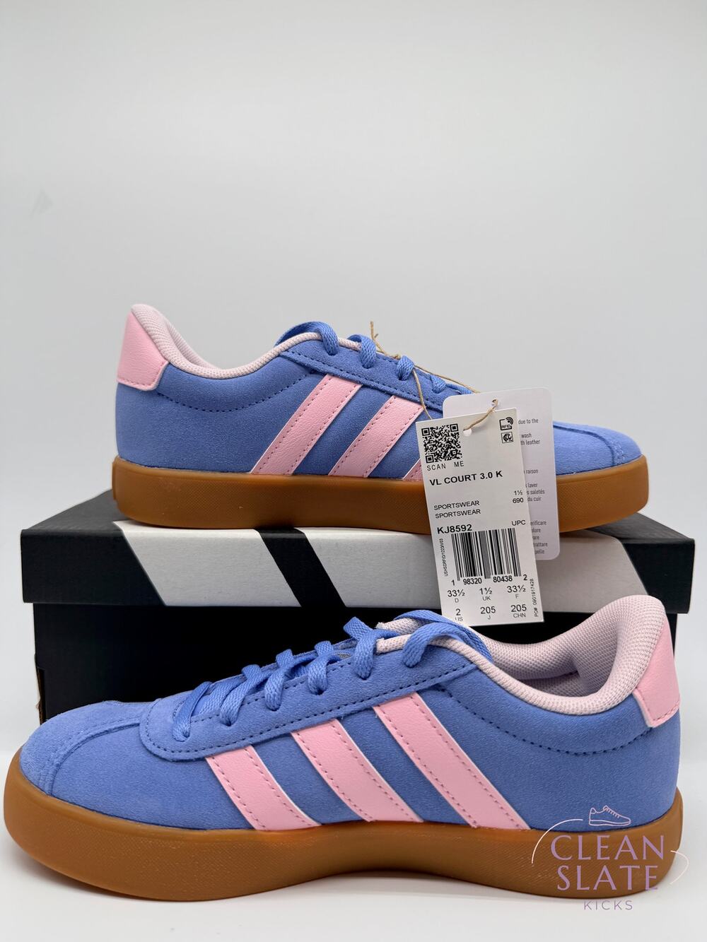 Adidas · VL Court 3.0 K · KJ8592 · Blue/Pink · Toddler 2 NIB/NWT